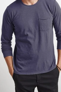 Velvet By Graham & Spencer SIMEON RAW EDGE COTTON SLUB TEE
