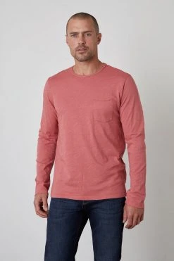 Velvet By Graham & Spencer SIMEON RAW EDGE COTTON SLUB TEE Mens
