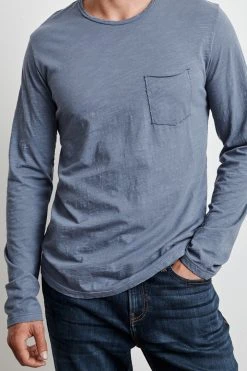 Velvet By Graham & Spencer SIMEON RAW EDGE COTTON SLUB TEE
