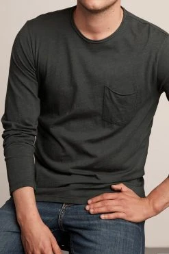 Velvet By Graham & Spencer SIMEON RAW EDGE COTTON SLUB TEE