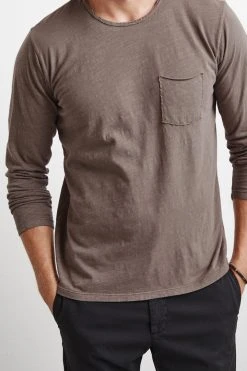 Velvet By Graham & Spencer SIMEON RAW EDGE COTTON SLUB TEE