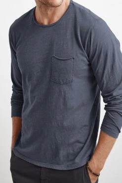 Velvet By Graham & Spencer SIMEON RAW EDGE COTTON SLUB TEE