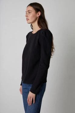Velvet By Graham & Spencer Womens PEGGY PUFF SLEEVE SWEATSHIRT
