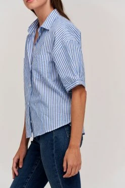 Velvet By Graham & Spencer BRANDY STRIPED BUTTON-UP SHIRT Womens