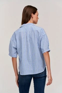 Velvet By Graham & Spencer BRANDY STRIPED BUTTON-UP SHIRT Womens