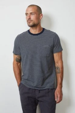 Velvet By Graham & Spencer EVAN STRIPED POCKET TEE