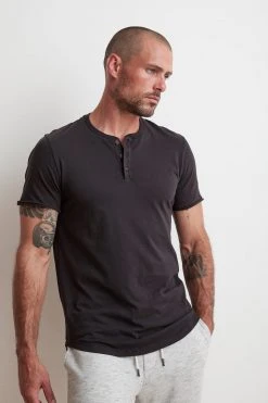 Velvet By Graham & Spencer HESTON SUEDED JERSEY HENLEY Mens