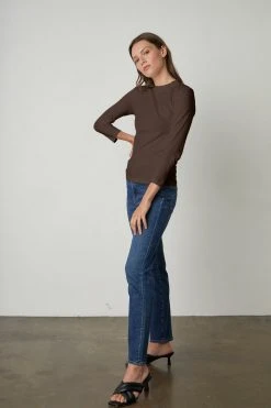 Velvet By Graham & Spencer QUINNY 3/4 SLEEVE MOCK NECK TEE Womens
