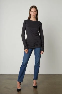 Velvet By Graham & Spencer ROZALIA SUEDED JERSEY TEE