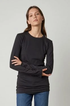 Velvet By Graham & Spencer ROZALIA SUEDED JERSEY TEE