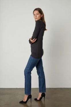 Velvet By Graham & Spencer ROZALIA SUEDED JERSEY TEE