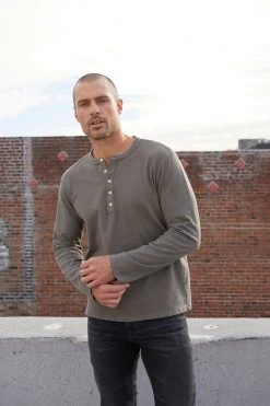 Velvet By Graham & Spencer CLARK SUEDED SLUB HENLEY Mens