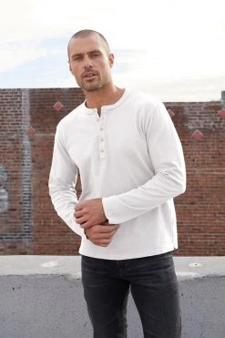 Velvet By Graham & Spencer CLARK SUEDED SLUB HENLEY Mens