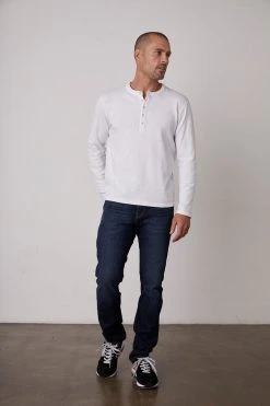 Velvet By Graham & Spencer CLARK SUEDED SLUB HENLEY Mens