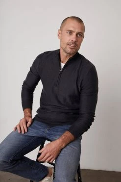 Velvet By Graham & Spencer LAMBERT MOCK NECK ZIP SWEATER
