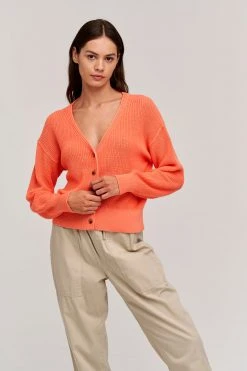 Velvet By Graham & Spencer SOLANGE TEXTURED COTTON CARDIGAN Womens