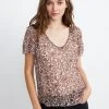 Velvet By Graham & Spencer Womens TRACIA SCOOP NECK PRINTED BLOUSE