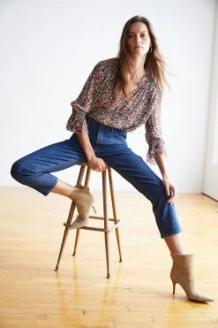 Velvet By Graham & Spencer WILONA PRINTED RUFFLE BLOUSE Womens