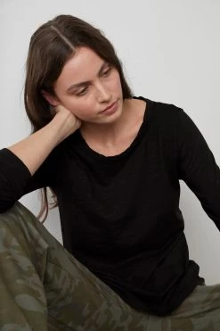 Velvet By Graham & Spencer LIZZIE ORIGINAL SLUB LONG SLEEVE TEE Womens