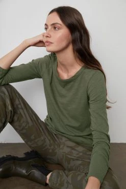 Velvet By Graham & Spencer LIZZIE ORIGINAL SLUB LONG SLEEVE TEE Womens