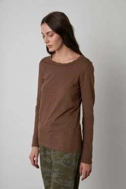Velvet By Graham & Spencer Womens LIZZIE ORIGINAL SLUB LONG SLEEVE TEE