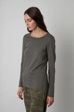 Velvet By Graham & Spencer Womens LIZZIE ORIGINAL SLUB LONG SLEEVE TEE