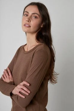 Velvet By Graham & Spencer Womens LIZZIE ORIGINAL SLUB LONG SLEEVE TEE