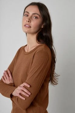 Velvet By Graham & Spencer Womens LIZZIE ORIGINAL SLUB LONG SLEEVE TEE
