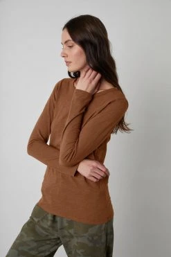 Velvet By Graham & Spencer Womens LIZZIE ORIGINAL SLUB LONG SLEEVE TEE