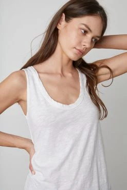 Velvet By Graham & Spencer Womens JOY ORIGINAL SLUB SCOOP NECK TANK
