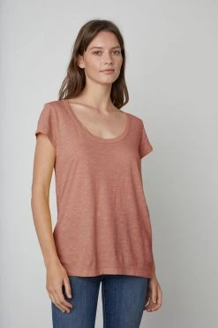 Velvet By Graham & Spencer KIRA ORIGINAL SLUB SCOOP NECK TEE Womens