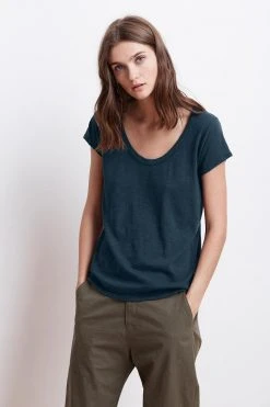 Velvet By Graham & Spencer KIRA ORIGINAL SLUB SCOOP NECK TEE Womens