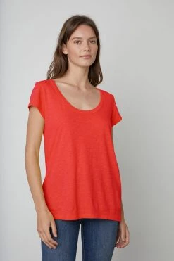 Velvet By Graham & Spencer KIRA ORIGINAL SLUB SCOOP NECK TEE Womens