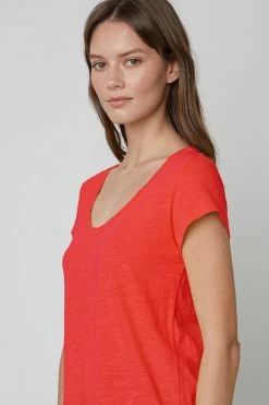 Velvet By Graham & Spencer KIRA ORIGINAL SLUB SCOOP NECK TEE Womens