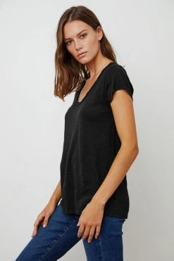 Velvet By Graham & Spencer KIRA ORIGINAL SLUB SCOOP NECK TEE Womens