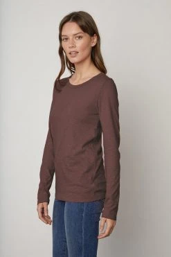 Velvet By Graham & Spencer Womens LIZZIE ORIGINAL SLUB LONG SLEEVE TEE