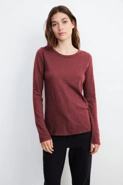 Velvet By Graham & Spencer Womens LIZZIE ORIGINAL SLUB LONG SLEEVE TEE