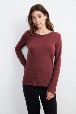 Velvet By Graham & Spencer Womens LIZZIE ORIGINAL SLUB LONG SLEEVE TEE