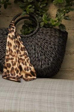 Velvet By Graham & Spencer EVE ROUND HANDLE LEOPARD SCARF TOTE Womens
