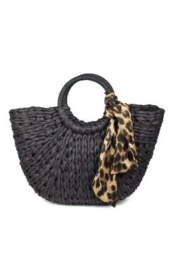 Velvet By Graham & Spencer EVE ROUND HANDLE LEOPARD SCARF TOTE Womens