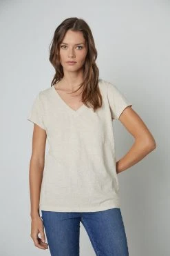 Velvet By Graham & Spencer JILIAN ORIGINAL SLUB V-NECK TEE