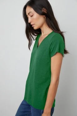 Velvet By Graham & Spencer JILIAN ORIGINAL SLUB V-NECK TEE