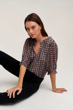 Velvet By Graham & Spencer CADENCE PRINTED BLOUSE