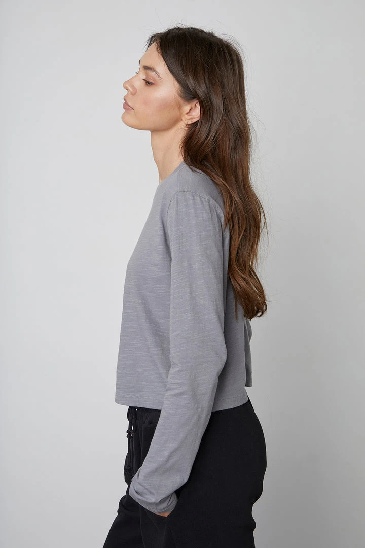 Velvet By Graham & Spencer CORDIE CROPPED CREW NECK TEE