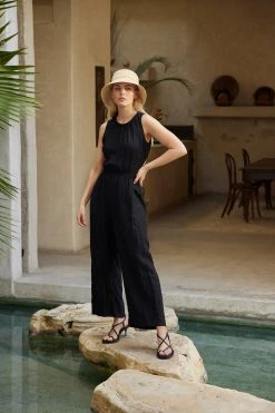 Velvet By Graham & Spencer VIVI CUT OUT LINEN JUMPSUIT Womens