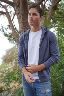 Velvet By Graham & Spencer Mens RODAN LUXE FLEECE ZIP HOODIE