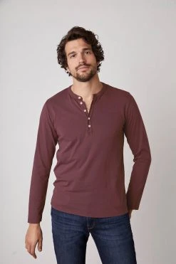 Velvet By Graham & Spencer ALVARO COTTON JERSEY HENLEY Mens