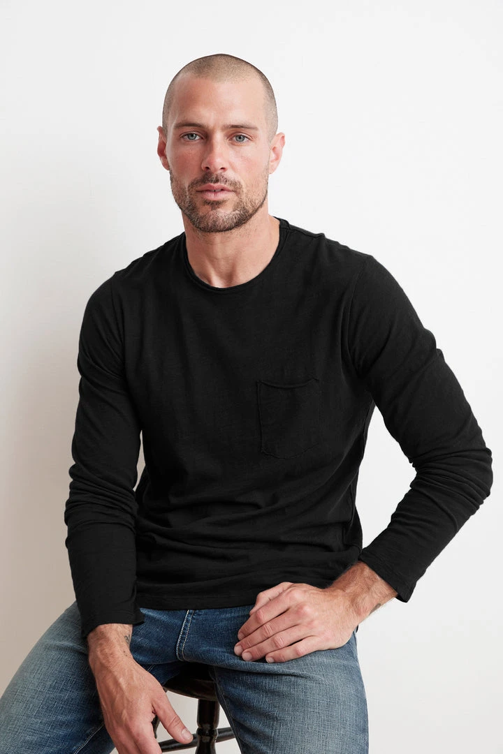 Velvet By Graham & Spencer Mens SIMEON RAW EDGE COTTON SLUB TEE 1 Velvet By Graham & Spencer Mens SIMEON RAW EDGE COTTON SLUB TEE