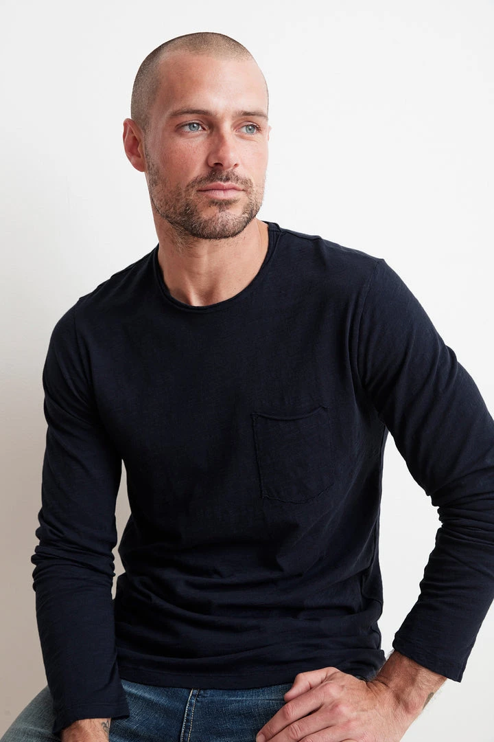 Velvet By Graham & Spencer Mens SIMEON RAW EDGE COTTON SLUB TEE 10 Velvet By Graham & Spencer Mens SIMEON RAW EDGE COTTON SLUB TEE