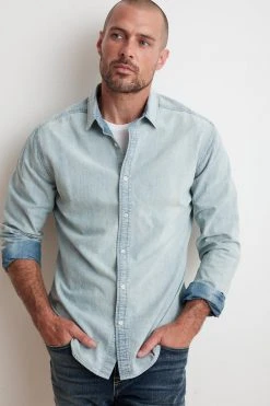 Velvet By Graham & Spencer PHOENIX COTTON CHAMBRAY BUTTON UP SHIRT